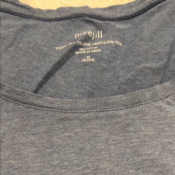 J Jill Women's Pure Jill Tie Dye High Loo Tee Blue Casual Top Medium Petite - Picture 2 of 2